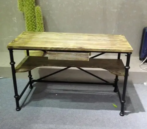 American Country Style Double-Layer Table Multifunctional Living Room Tea Table/ End Table Study Room Notebook/Computer Desk