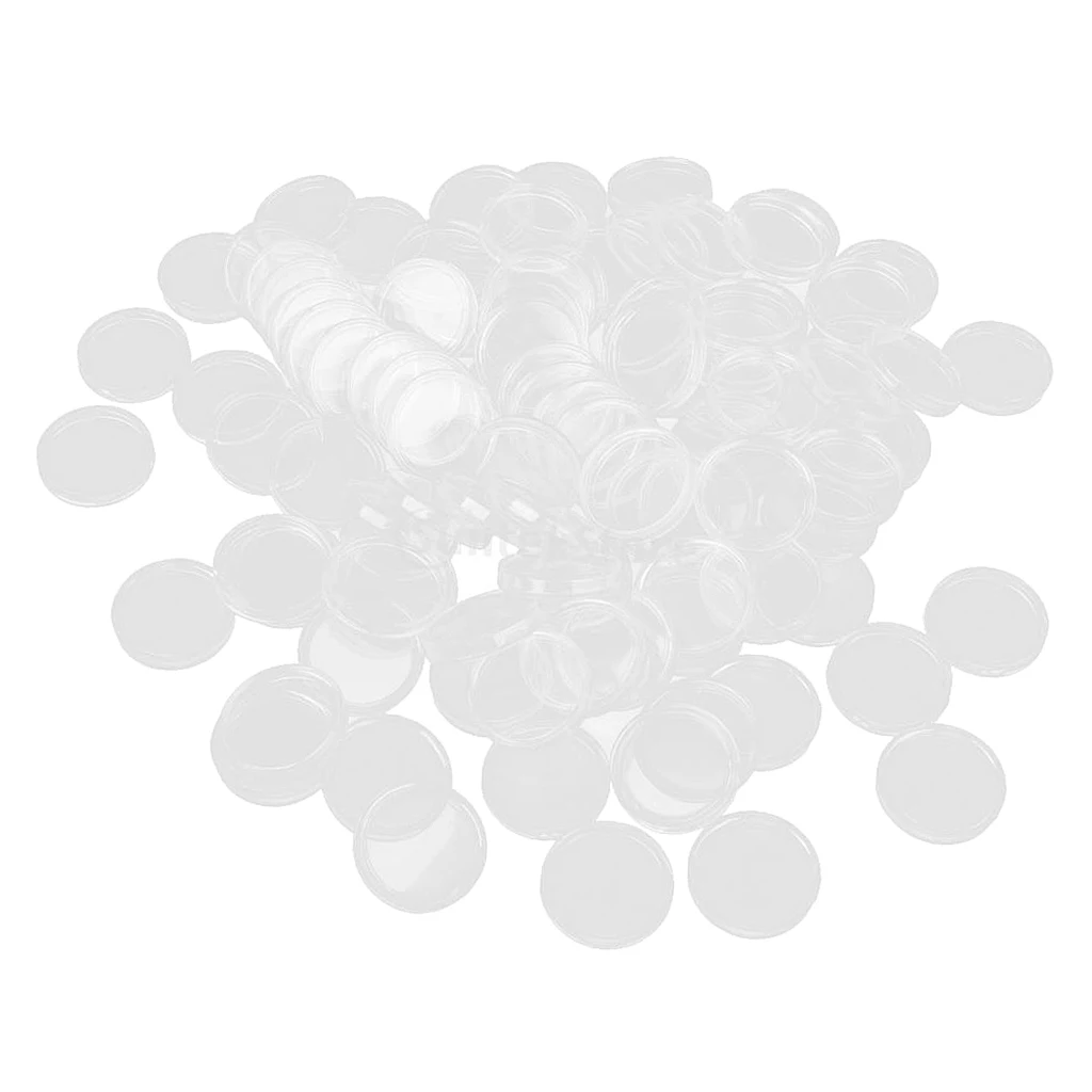 100Pcs Coins Containers Clear Plastic Coins Capsules Boxes Holder Round 32mm