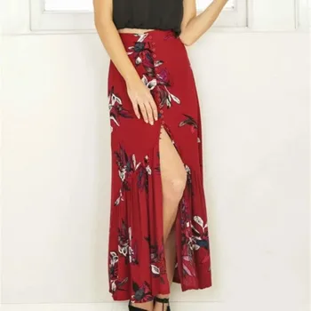 

Lady Skirt Empire Mid-Calf Print Fashion Women Floral Skirt Casual Summer