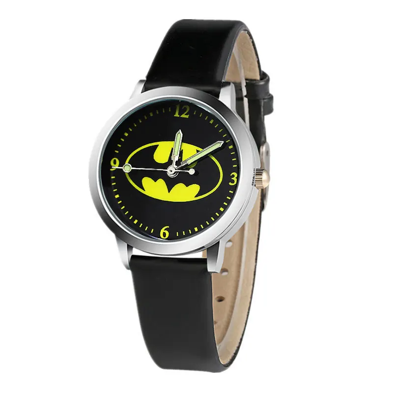 Детские часы, кварцевые аналоговые детские наручные часы для мальчиков, с рисунком Бэтмена, детские часы для девочек, студенческие часы, подарок, Relogio Feminino - Цвет: Черный