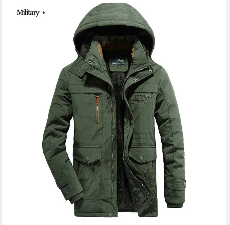 Размера плюс брендовая качественная военная зимняя куртка мужская ветровка Толстая теплая подкладка из шерсти парка hombre верхняя одежда длинное пальто Мужская L-6XL