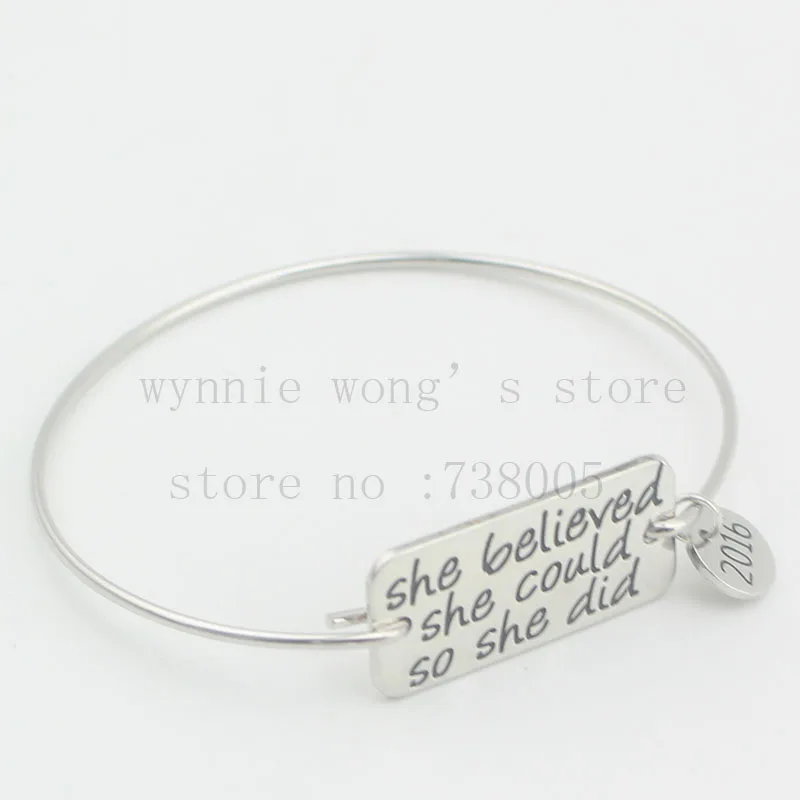 2016 New Inspirational Bangle Bracelets She Believed She Could So She 2016-new-inspirational-bangle-bracelets-she-believed-she-could-so-she