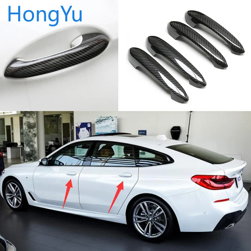 Наклейка на ручку автомобильной дверной ручки из углеродного волокна для BMW 6
