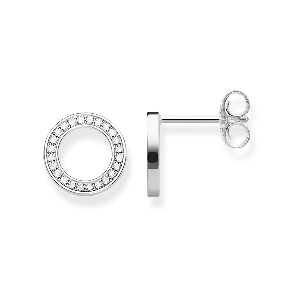 

Trendy White CZ Round Stud Earrings,2019 Spring New 925 Sterling Silver Glam Gift High Quality Fashion Jewelry For Women Girl