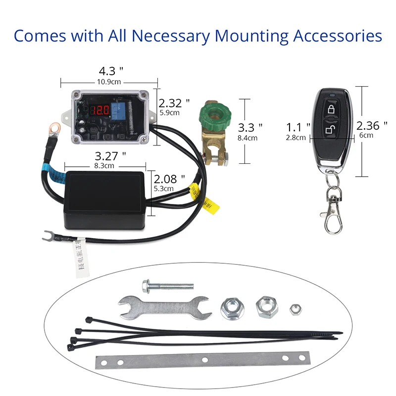 Universal 12v Car Battery Switch Disconnect Remote Control Cut Off Voltmeter Display Power Master Switches Isolator+ Gloves