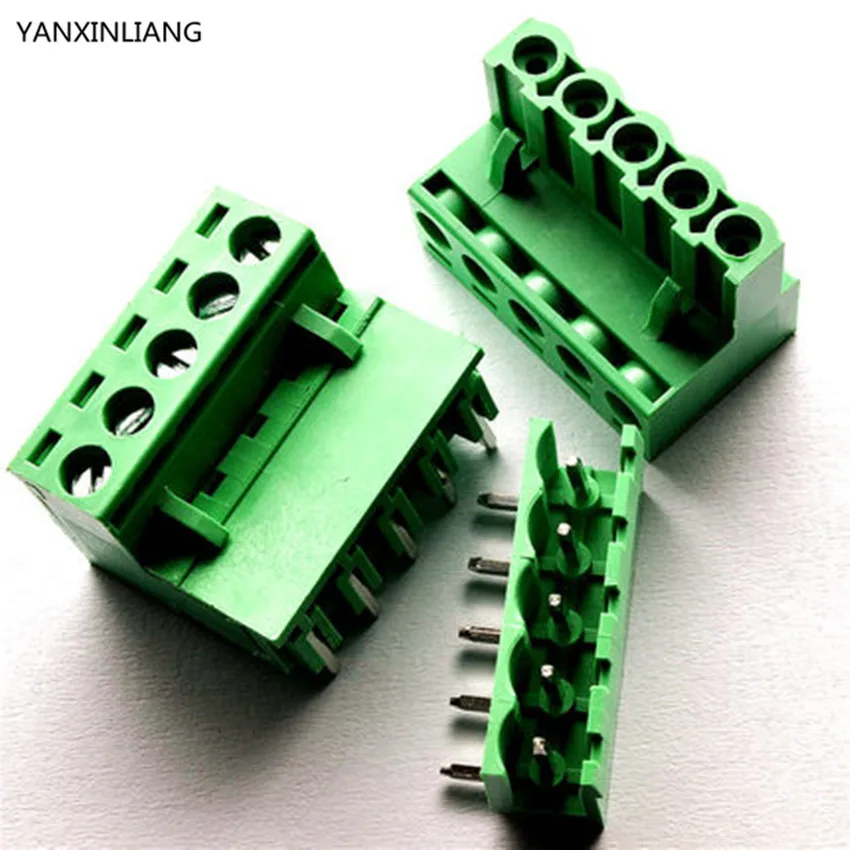 

10 sets 5.08 5pin Right angle Terminal plug type 300V 10A 5.08mm pitch connector pcb screw terminal block