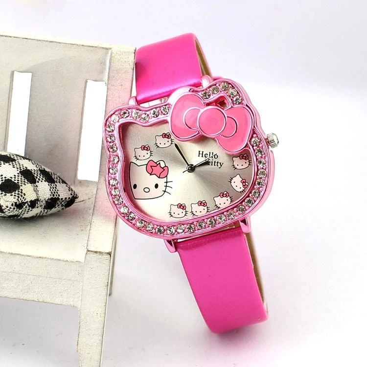 

Cartoon children student KT cat belt quartz watch Hello Kitty children girls love fashion watches.