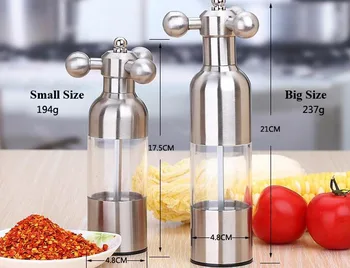 

Free shipping faucet valve hand driven ceramic salt&pepper mill/grinder,stainless steel