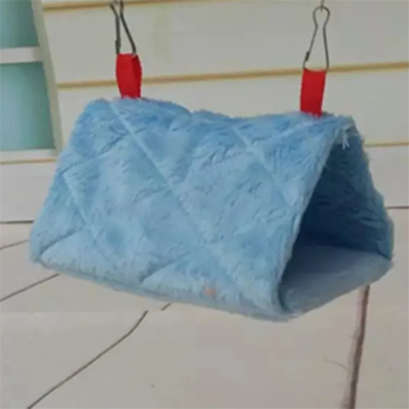 Мягкая Плюшевая Птица Попугай гамак теплая подвесная кровать для домашних животных пещера клетка хижина палатка игрушка дом - Цвет: Blue