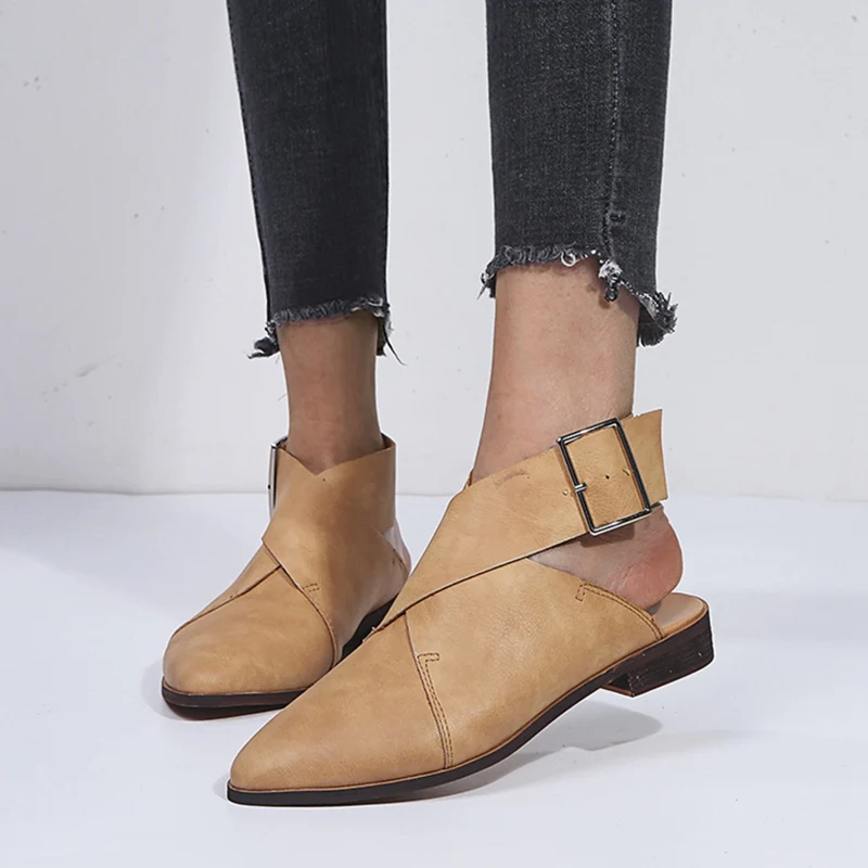 

LOOZYKIT 2019 Flat Mule Slippers Slides Holidays Sandles Pointed Toe Summer Ladies Shoes For Womens Large Size 12 13 Slingbacks