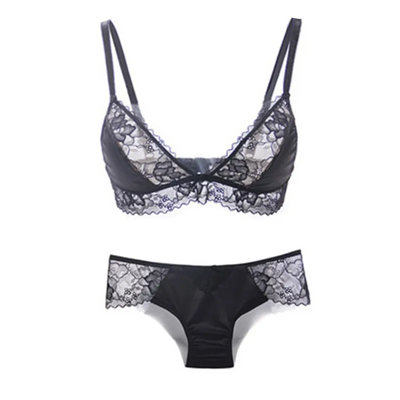 CYHWR-Women-Fashion-no-rims-Wire-Free-sexy-lace-bra-thin-section-deep-V-bra-Set (2)