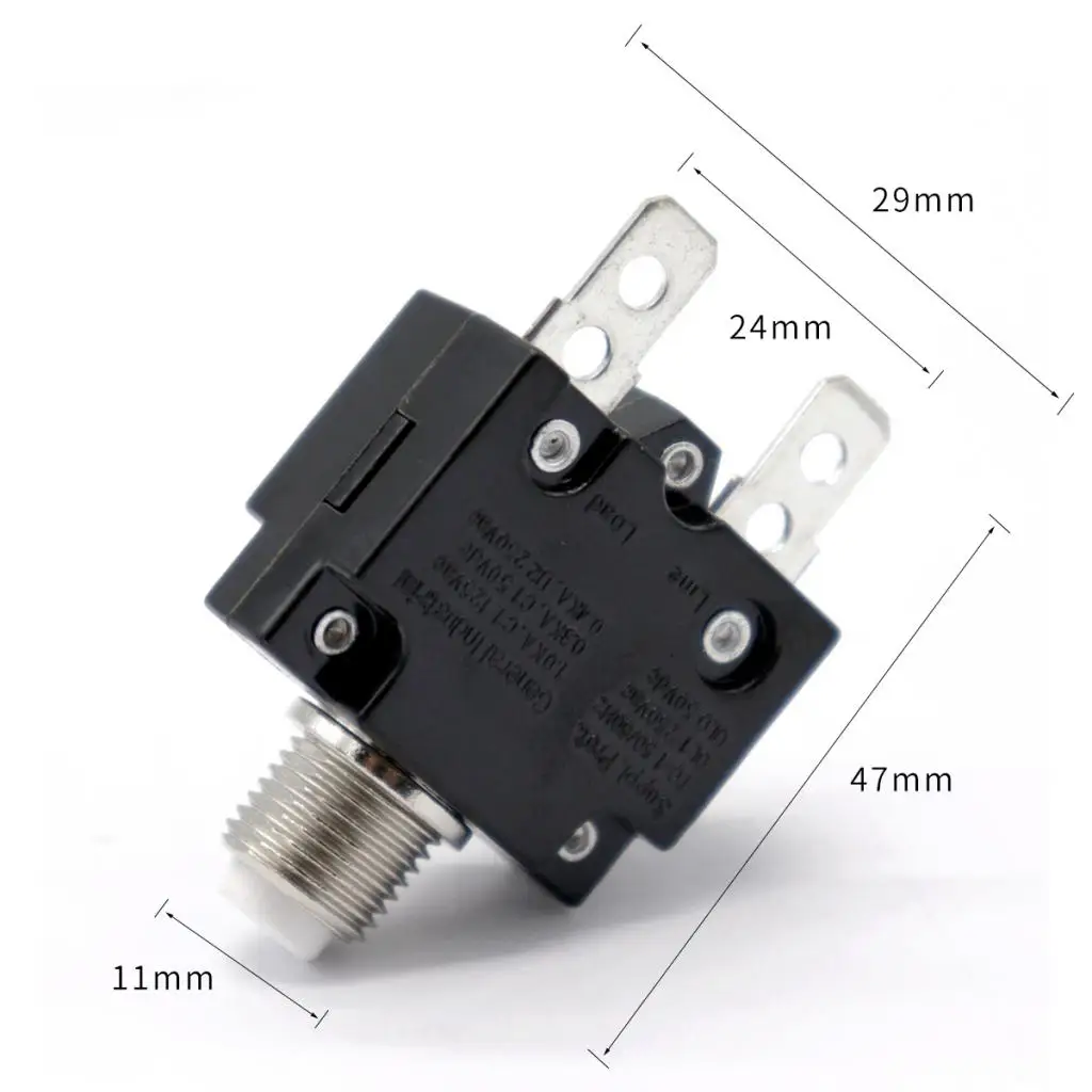 Manual Reset 125-250V AC 50V DC Push Button Switch Thermal Circuit Breaker 