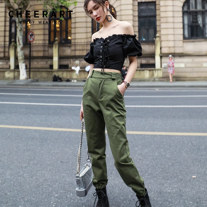 outfits with green cargo pants