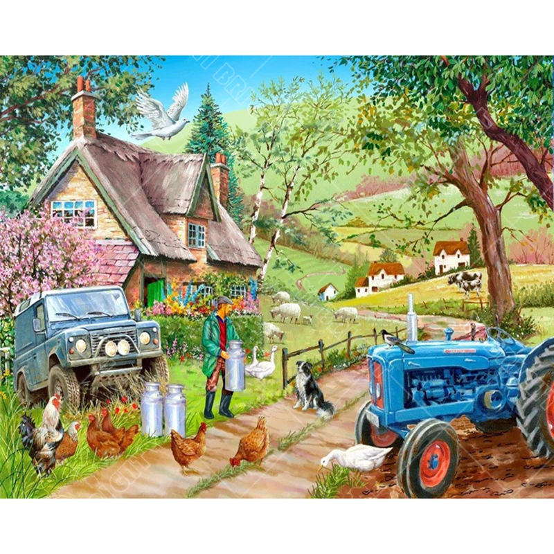 

Diamond Painting Cross Stitch DIY Diamond Embroidery Scenery Farm Diamond Mosaic Pattern Full Square Rhinestone Home Decor YD