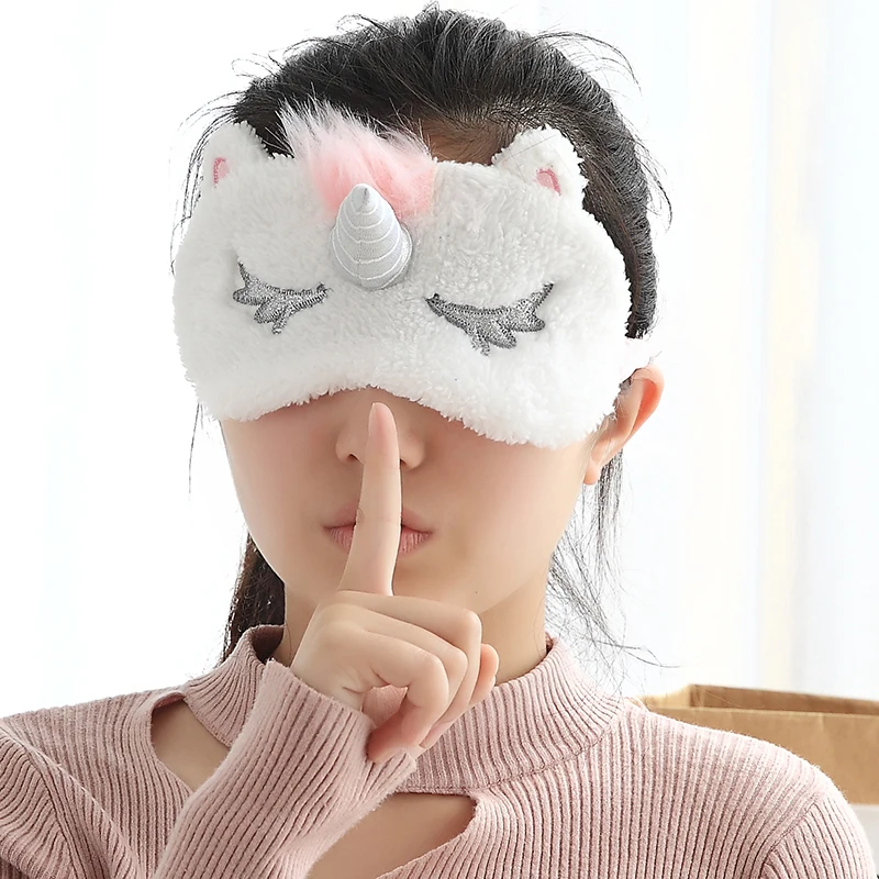 Cute Unicorn Sleeping Eye Mask Cartoon Blindfold Eye Cover Shadow Soft Cover for Girl Kid Teen Traveling Sleep Eyeshade Eye Aid