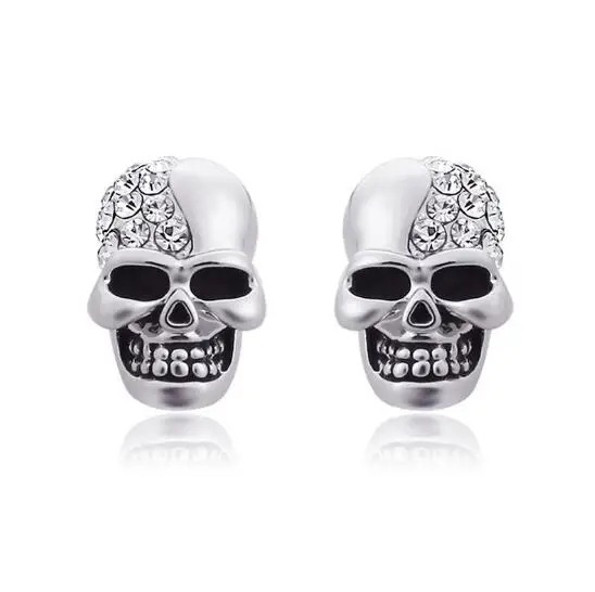 

Rhinestone Rock Punk Skull Earrings Vintage Crystal Skeleton Stud Earrings For Cool Women Men Earrings Hiphop Jewelry Brincos