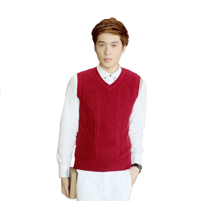 Brand Clothing Men Solid Pullover Sweaters Vest Knitwear