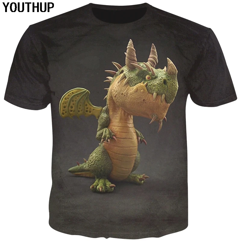 Футболка YOUTHUP с 3D принтом футболки милым дракона крутая модная мужская футболка