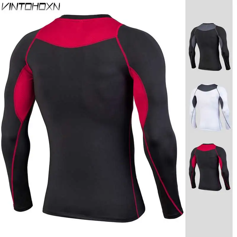 

Men Workout GYM Fitness Top Long Tee Sport Running Yoga Training Quick Dry Compression Exercise Muscle Bodybuilding Shirt 930