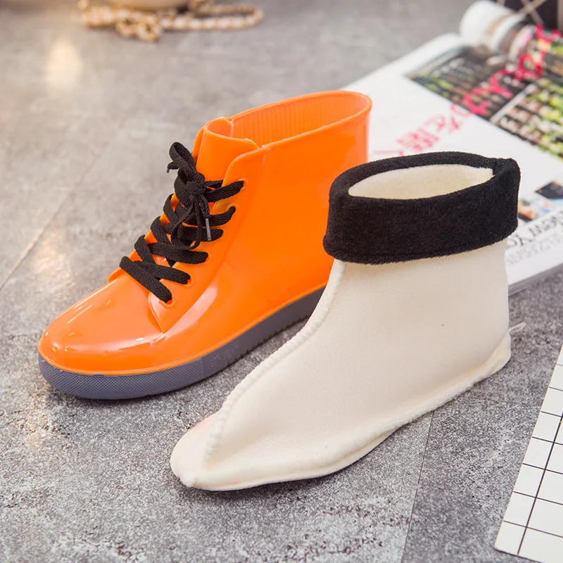 

2019 Yeeloca women's transparent velvet rain boots non-slip wear-resistant rubber shoes fashion jelly short tube rain boots
