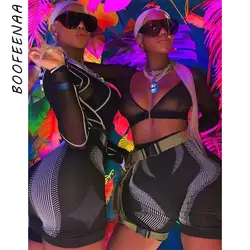BOOFEENAA модный принт байкерские шорты Для женщин Лето 2019 пикантные высокой талией черные эластичные шорты короткие Feminino уличная C87-G74