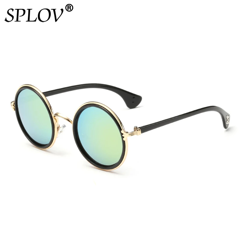 SPLOV новое поступление круглые солнцезащитные очки для мужчин и женщин винтажные цветные солнцезащитные очки Брендовые дизайнерские металлические очки Occhiali Da Sole - Цвет линз: C2 Gold Gold