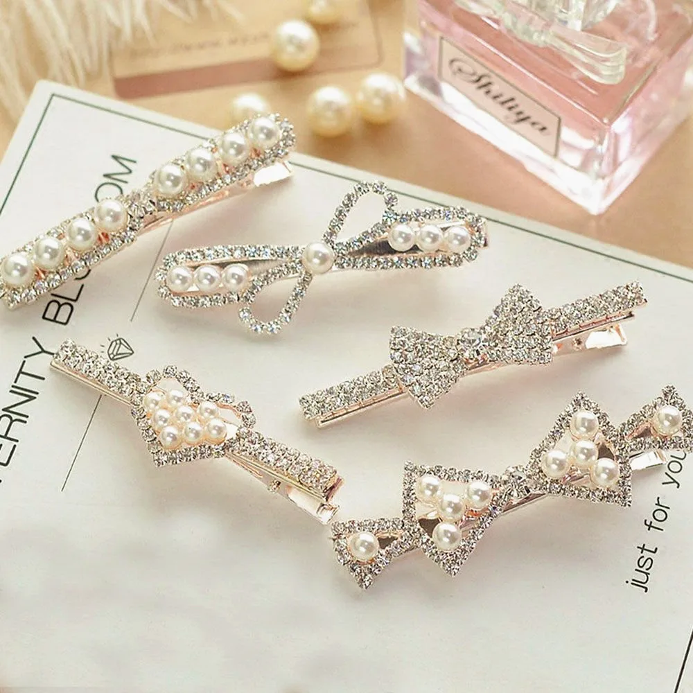 

2019 Fashion Imitiation Pearl Rhinestone Metal Hair Clip For Women Girls Korea Design Hair Styling Accessories New Arrival
