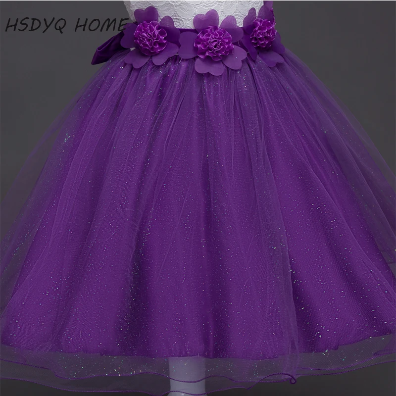 3D фиолетовый цветок с аппликацией для девочек в цветочек платья В наличии детей платье Настоящее фото дешево ТРАПЕЦИЕВИДНОЕ детское платье