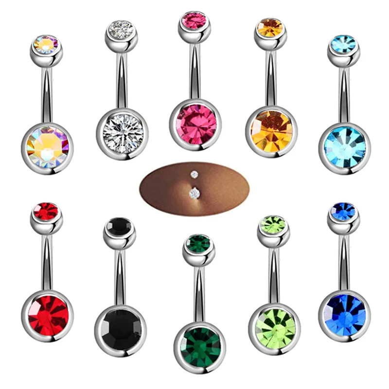 5/10/15/20pcs/lot Piercing Navel Surgical Steel Crystal Rhinestone Belly Button Rings Navel Piercing Ombligo Ball Nombril Hot
