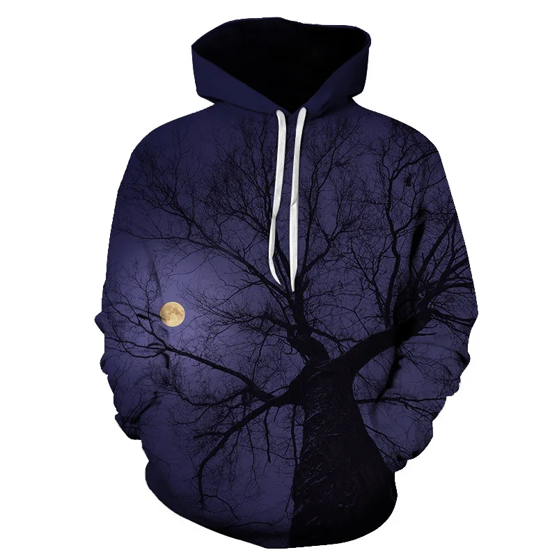  New Arrival Hiphop Hoodies Autumn Winter Thin Sweatshirts With Hat 3D Printed Trees Hooded Tops Pul