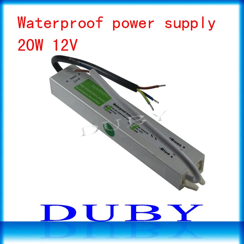 

2Pcs/lot IP67 12V 1.67A 20W AC100-240V Input Electronic Waterproof Led Power Supply/ Led Adapter 12V 20W free shipping
