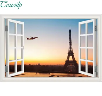 

Diamond painting Landscape Airplane cross stitch drill 3D Wall Sticker Window View Blue Sky Home Decor Living Room