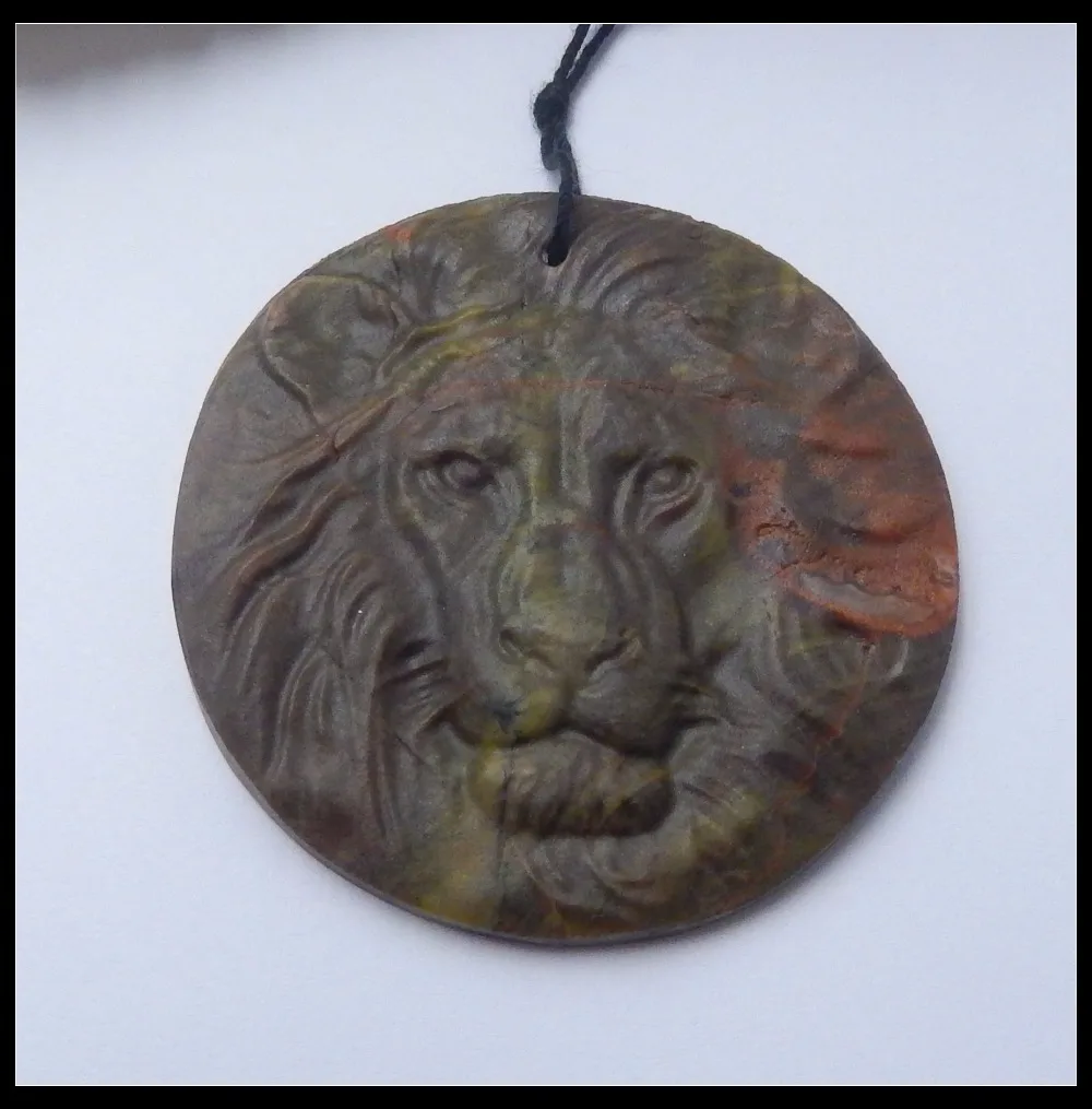 

Support for custom Natural Stone Mushroom Jasper Carved Lion Head For Man Necklace Pendant 48x6mm 19.6g