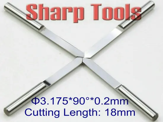 

90 Угол 0,2 мм плоское дно микро фрезы деревообрабатывающие PCB инструменты, 18 мм длинноконцевая фреза CNC фреза карбида вольфрама