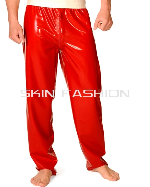red latex pants