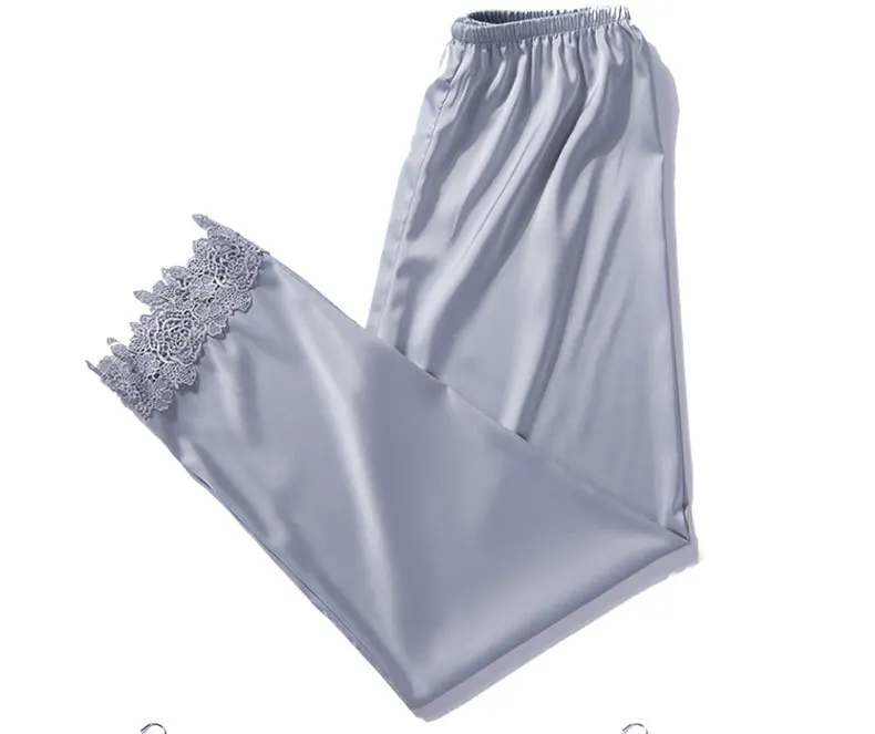 3 шт Для женщин пижамные комплекты с брюками сексуальная пижама атласная Твердые цветная одежда для сна шелк ночное белье, пеньюар одеяние