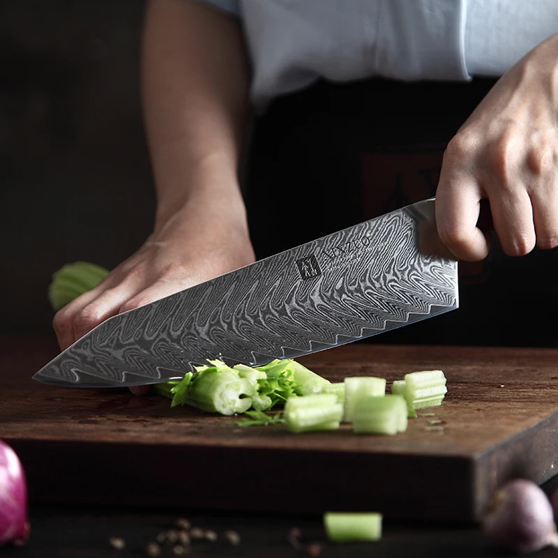 XINZUO 8," дюймовые поварские ножи из дамасской стали, японские кухонные ножи из дамасской стали VG10, ножи из нержавеющей стали с ручкой из розового дерева