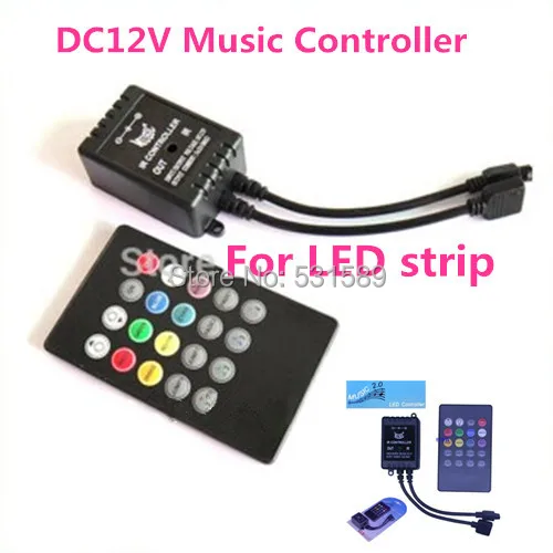 

1pcs DC12V 6A 20key Music IR Remote Sound Sensor RGB LED Controller