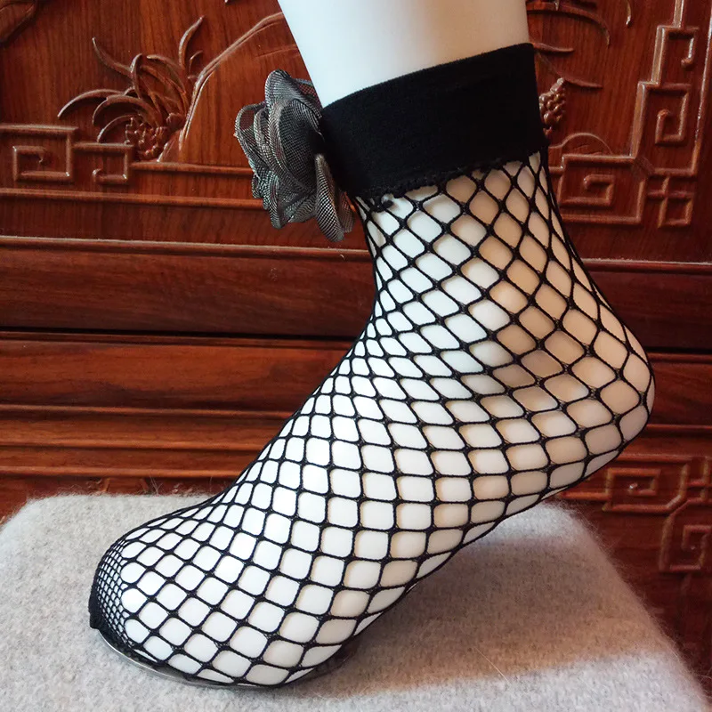 JMS Kasenbely/женские шелковые носки с кристаллами; женские носки в клетку; прозрачные сексуальные короткие носки с цветочным рисунком; женские пикантные носки
