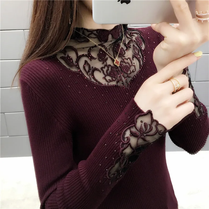 

2019 Lcybhe Korean Spring New Knitted Sweaters Lace carving-074-9492
