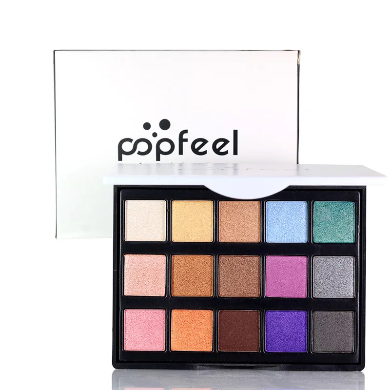 Popfeel 15 Colors Cosmetics Matte Shimmer Eye Shadow Palette Eyeshadow Glitter Eyelid Waterproof Natural Makeup Tools TSLM1 - Цвет: 02