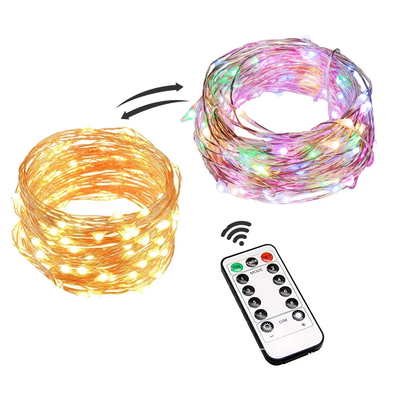 

Warm White and Multi-Color Changing LED Lights Waterproof 8 Modes Fairy String Lights with Remote for Party Decor and Outdoor