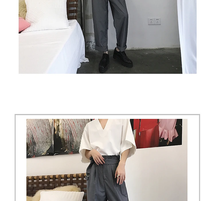 2018 в западном стиле высокое качество ткани брюки Для мужчин свободные Повседневное изысканный Высокая Талия шаровары черный/серый Цвет