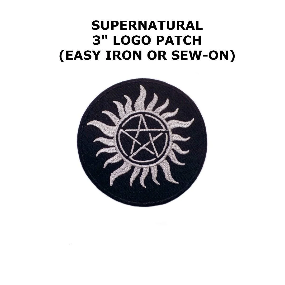 

2X Supernatural Anti-Possession Embroidered Iron on Patch TV Series Evil Power SPN Cosplay Sign Pentagram Sun