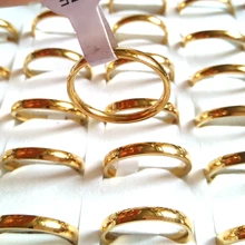 50 шт ширина 3 мм кольцо с золотой полоской классический унисекс из нержавеющей стали Свадебные удобные ювелирные изделия, обручальное кольцо Подарок на годовщину