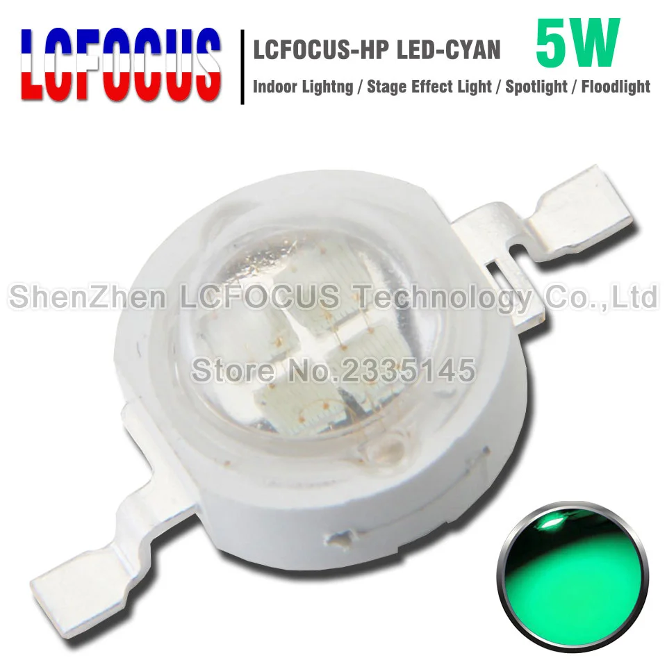 Высокомощный светодиодный чип 5 Вт Cyan 490 495NM COB диод SMD для DIY 20 30 50 100 прожектор
