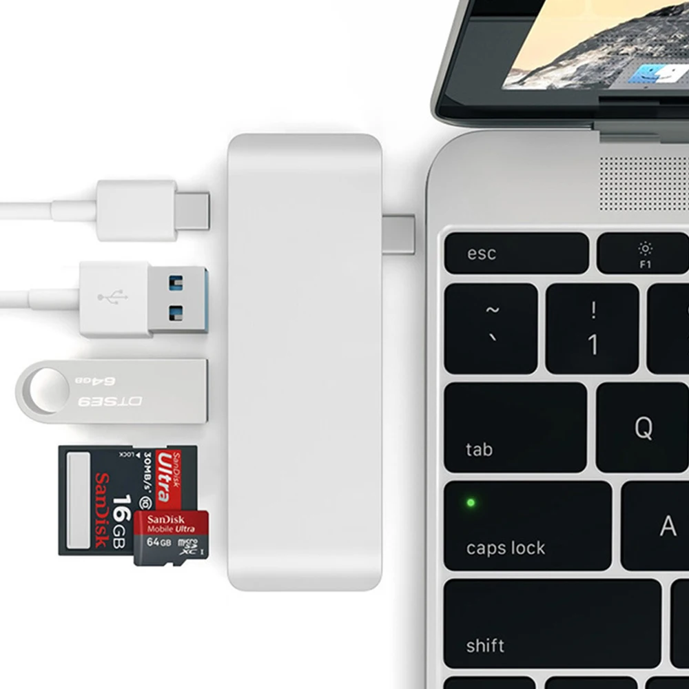 

Type C USB HUB Five -in -one Design USB 3.0 HUB Adapter Support SD/Sdhc/Sdxc/Micro SD for 12" New Macbook Chromebook Pixel 2