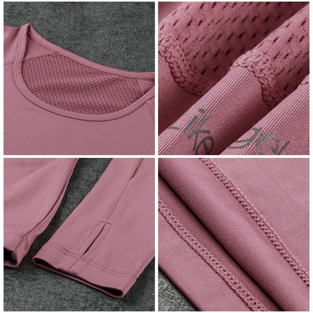  Women's Sports Wear For Fitness Women Jersey Seamless Long Sleeve Gym Woman Sport Shirt Yoga Top Fe
