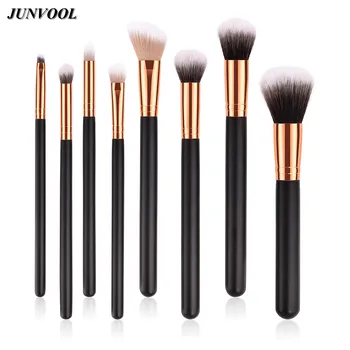 

Soft 8Pcs Loose Powder Makeup Brushes Black Gold Wood Handle Eyeshadow Eyebrow Blush Foundation Nose Brush Cosmetic Make Up Tool
