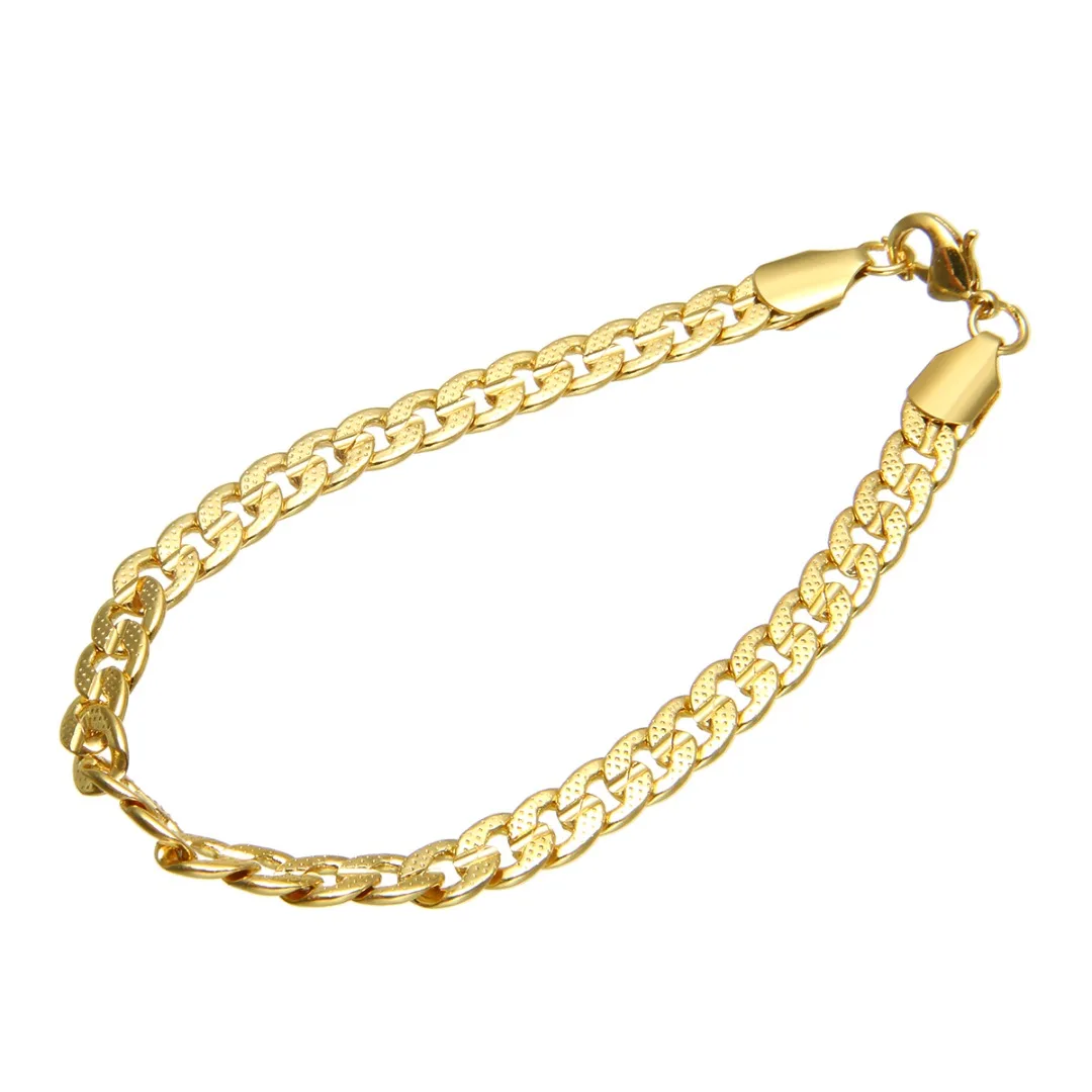Vintage Curb Chain Bracelet Bangle For Men Punk 8mm Stainless Steel Flat Cuban Chain Shellhard Female Jewelry Pulseira Masculina